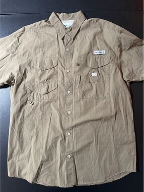 Columbia PFG Men's Medium Short Sleeve Fishing Shirt Vent Mesh Back Cotton